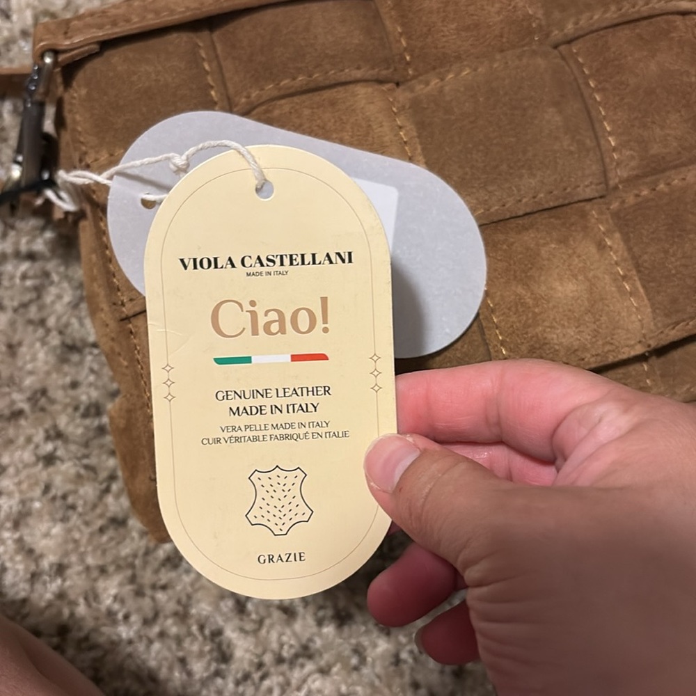 New Viola Castellani padded  crossbody shoulder bag leather made in Italy - Picture 6 of 7